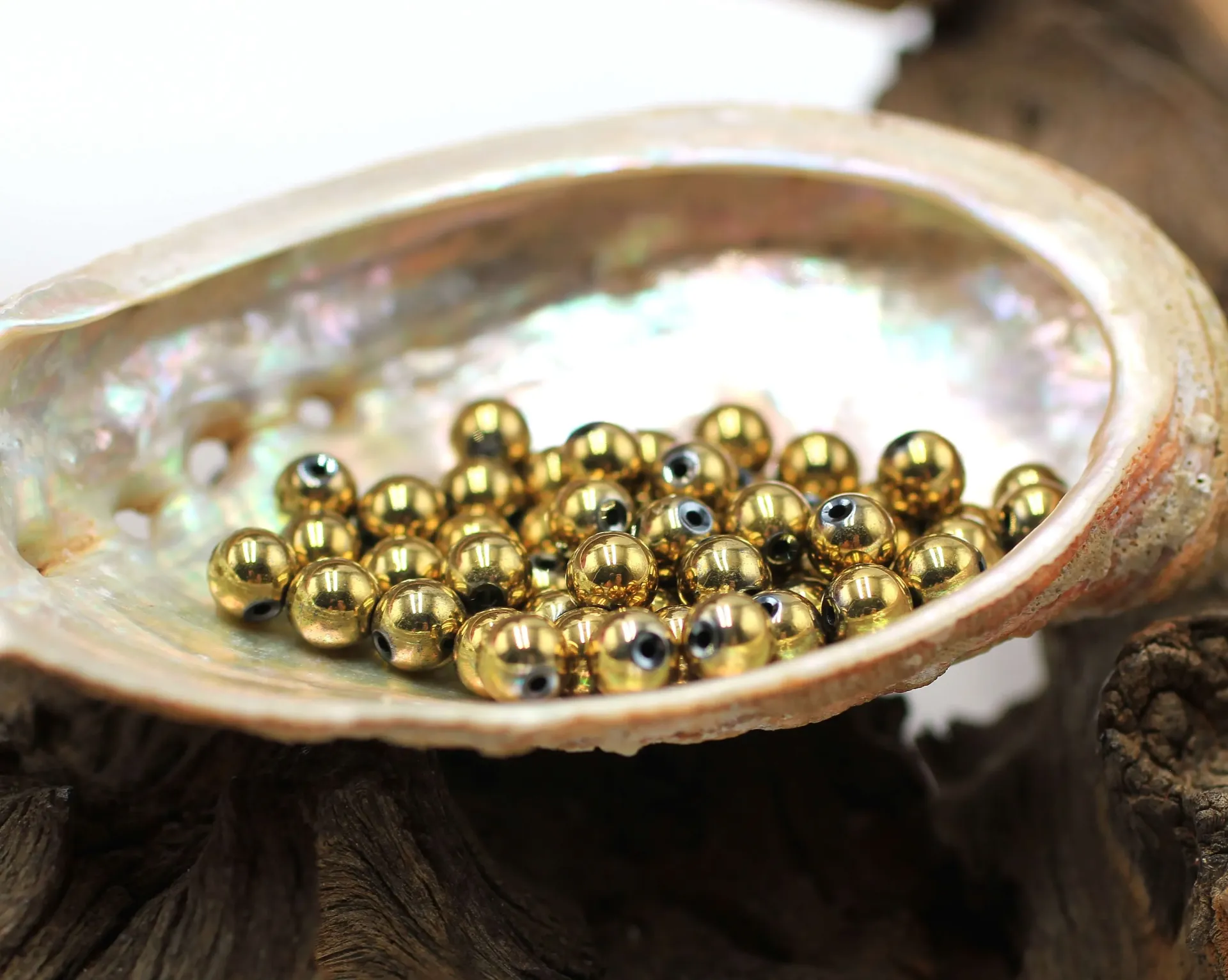 Perle 6mm en Pyrite dorée