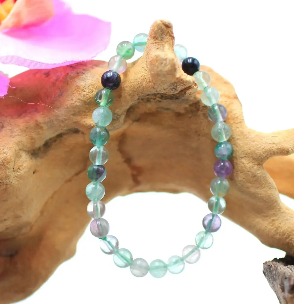 Bracelet en perles 6mm en Fluorite multicolore