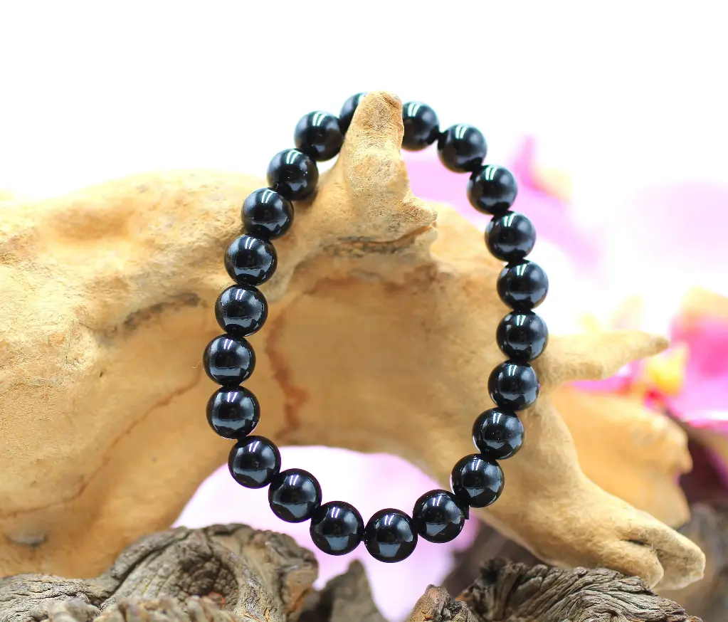Bracelet en perles 8mm en Obsidienne noire
