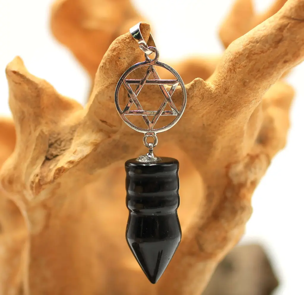 Pendentif de Thot et pentacle en Obsidienne noire