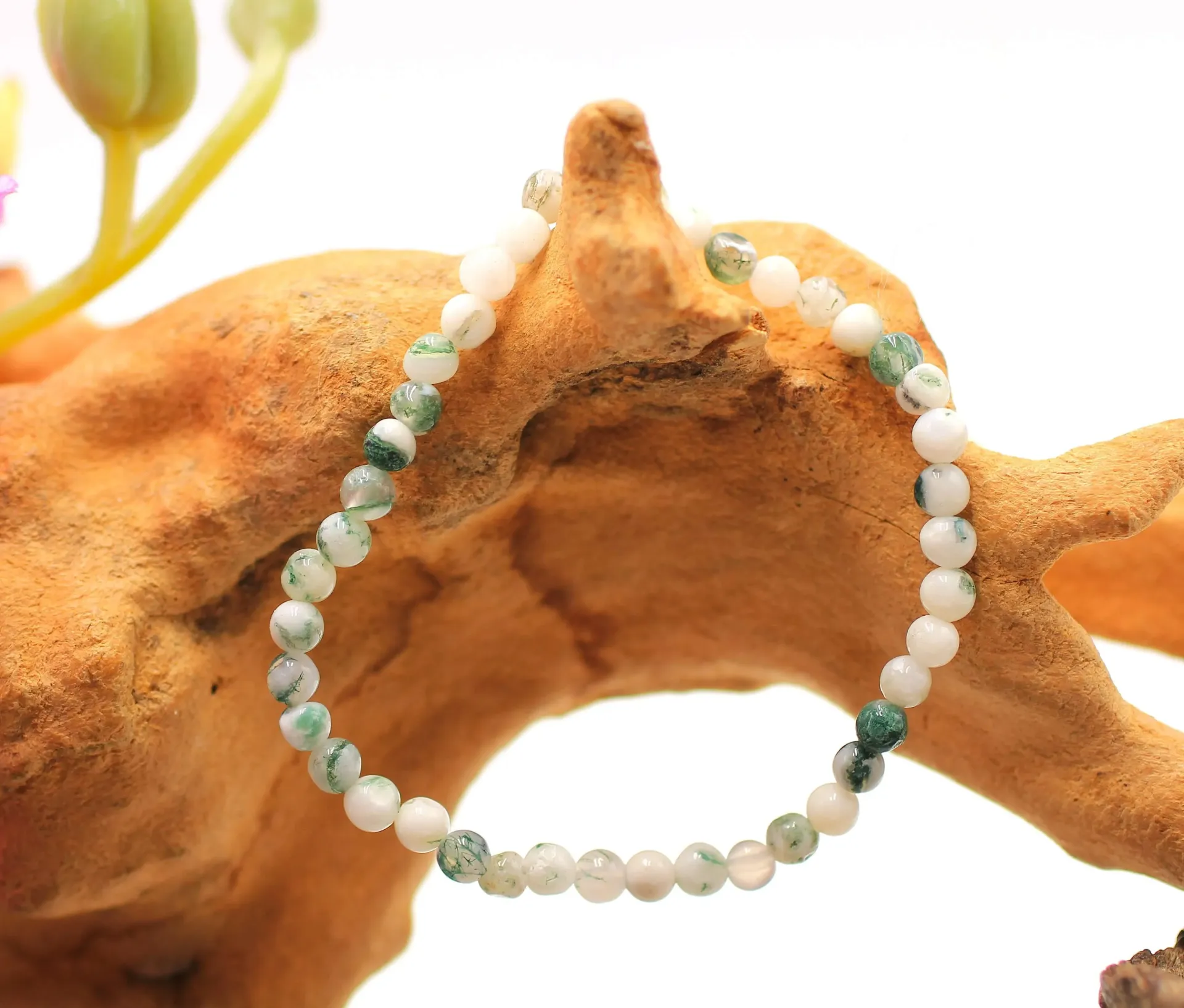 Bracelet en perles 4mm en Agate arbre