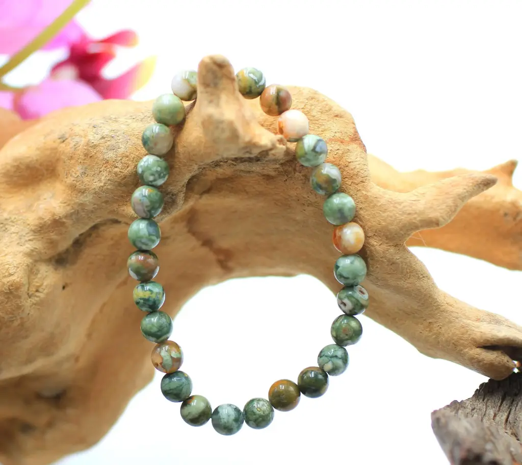 Bracelet en perles 6mm en Rhyolite (Jaspe océan)