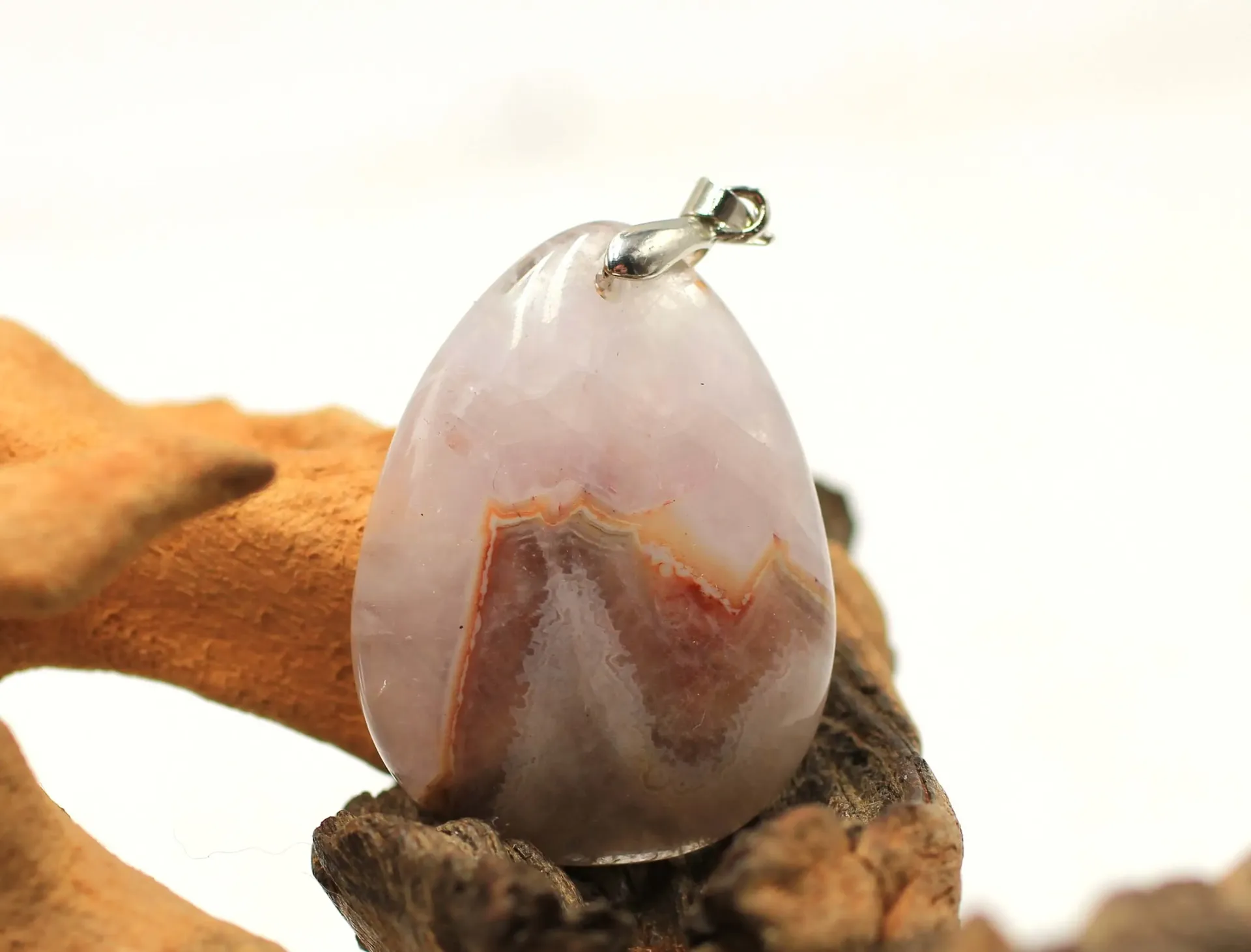 Pendentif goutte en Améthyste et Agate crazy lace