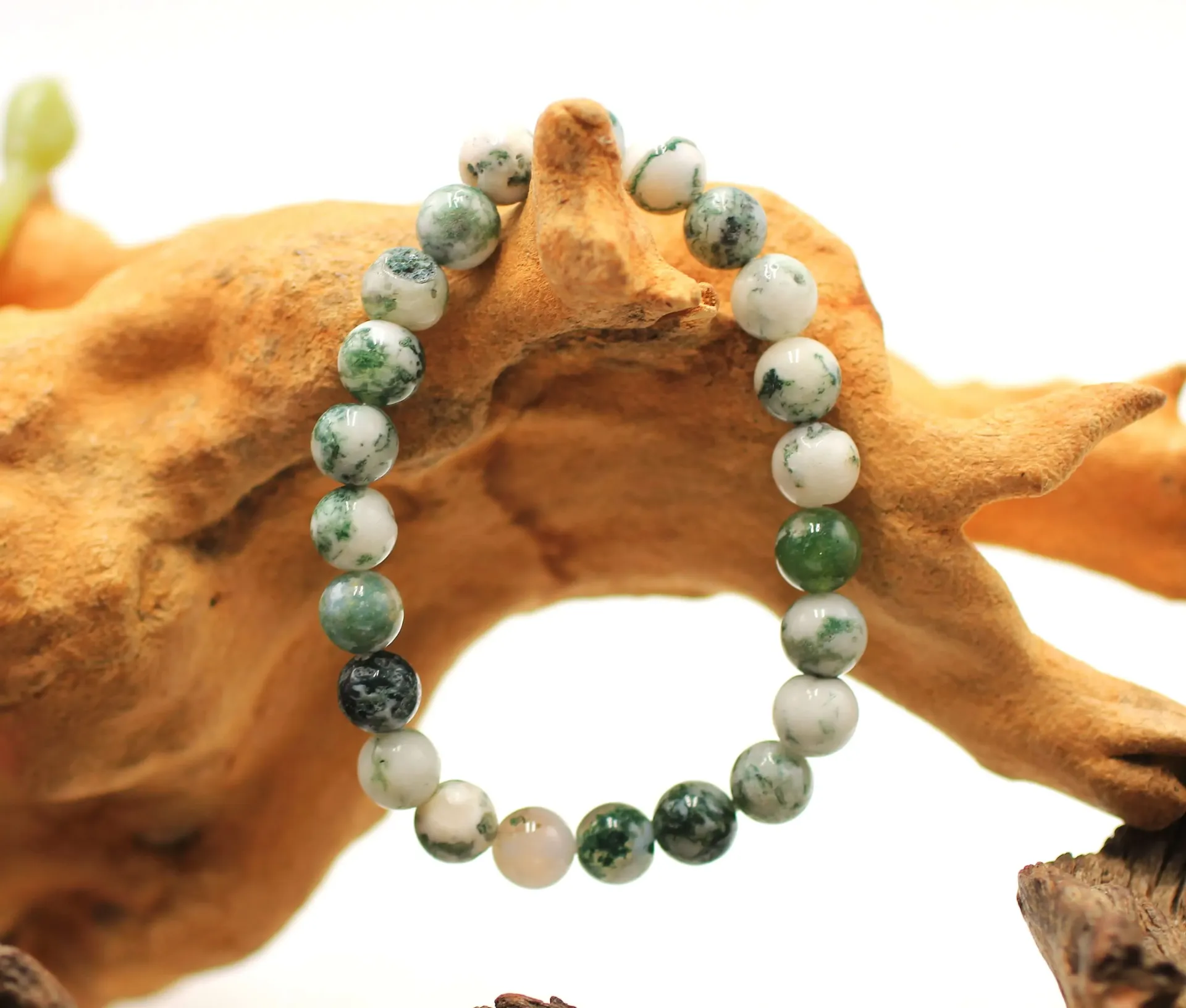 Bracelet en perles 8mm en Agate arbre