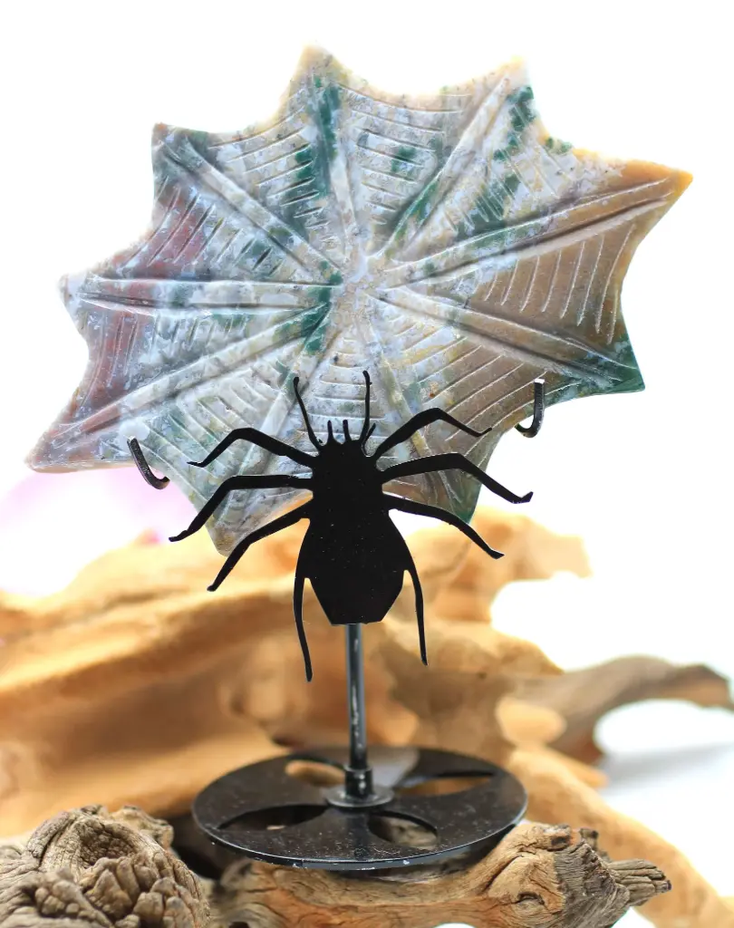 Toile d'Araignée sur pied en Jaspe océan