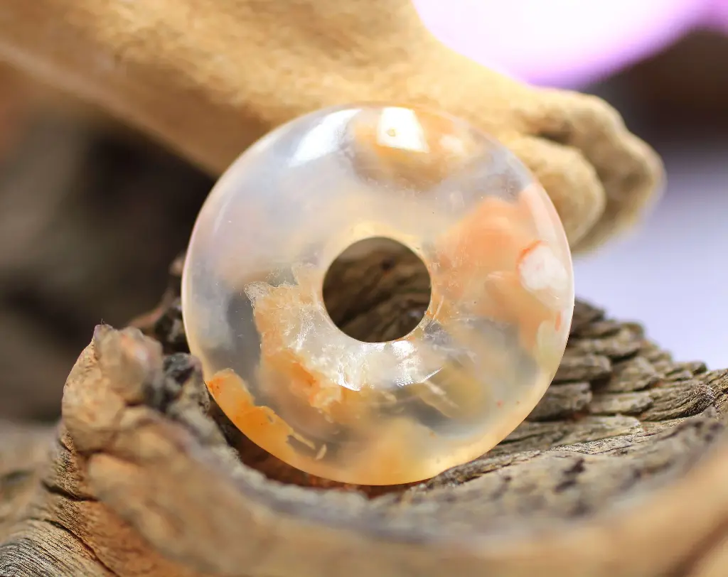 Pendentif donut en Agate fleur de cerisier