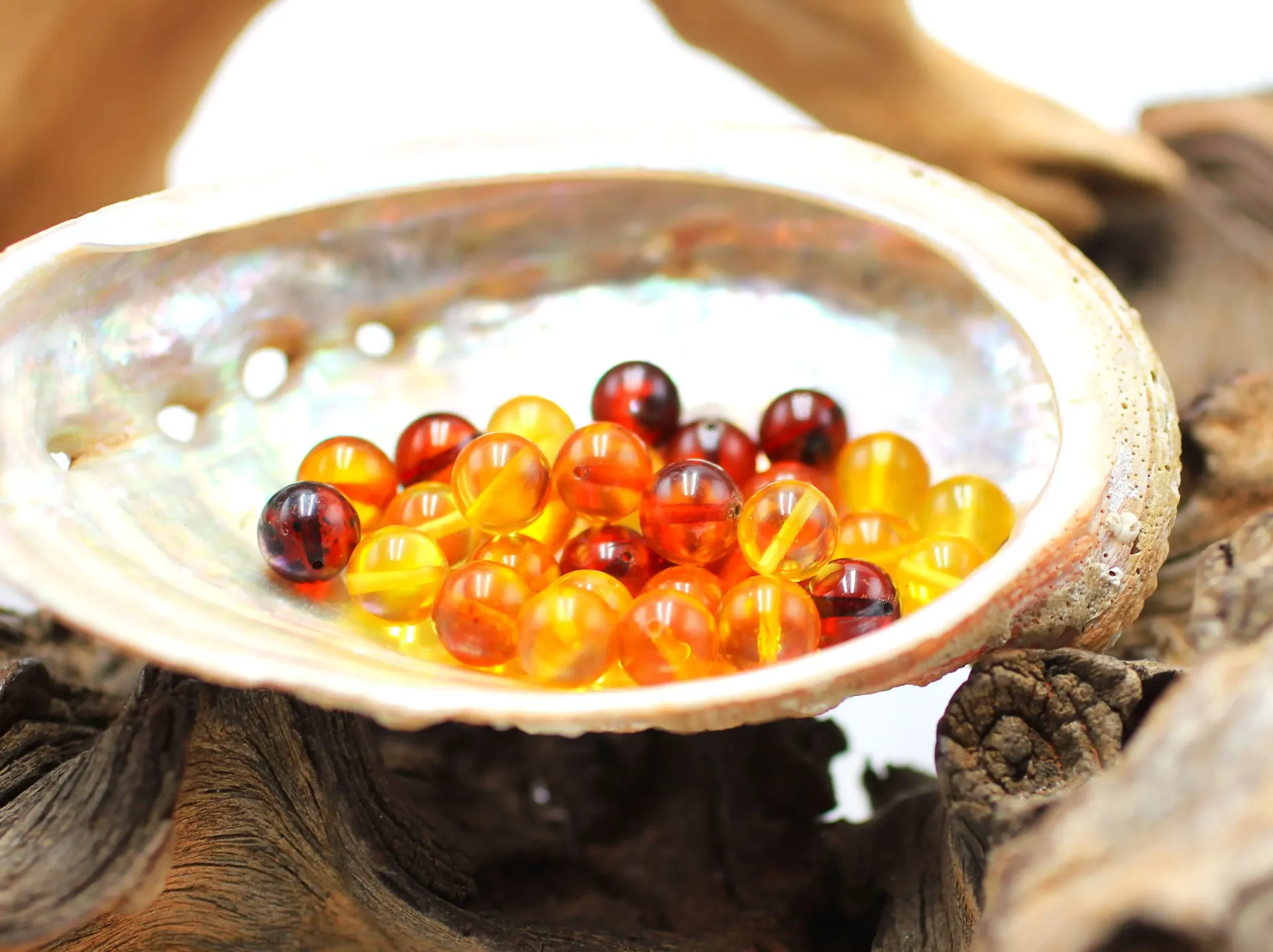 Perle 8mm en Ambre multicolore