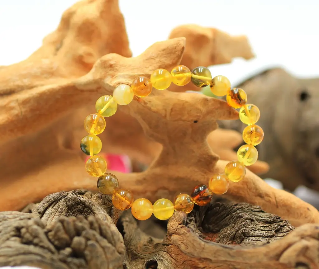Bracelet en perles 8mm en Ambre jaune