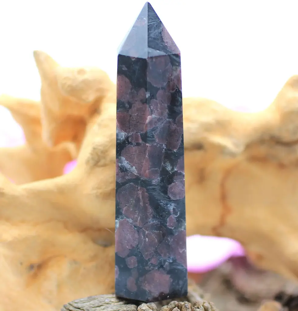 Obélisque en Grenat almandin sur Arfvedsonite