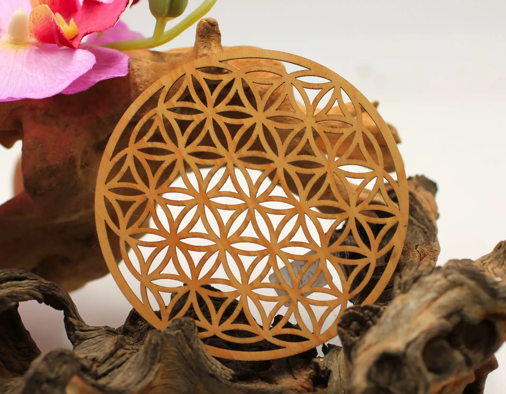 Plaque en bois et Motif Fleur de vie