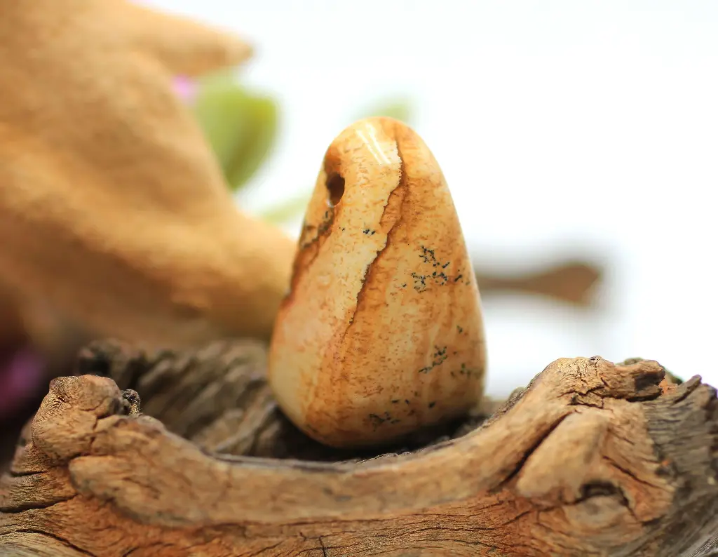 Pendentif foré en Jaspe paysage