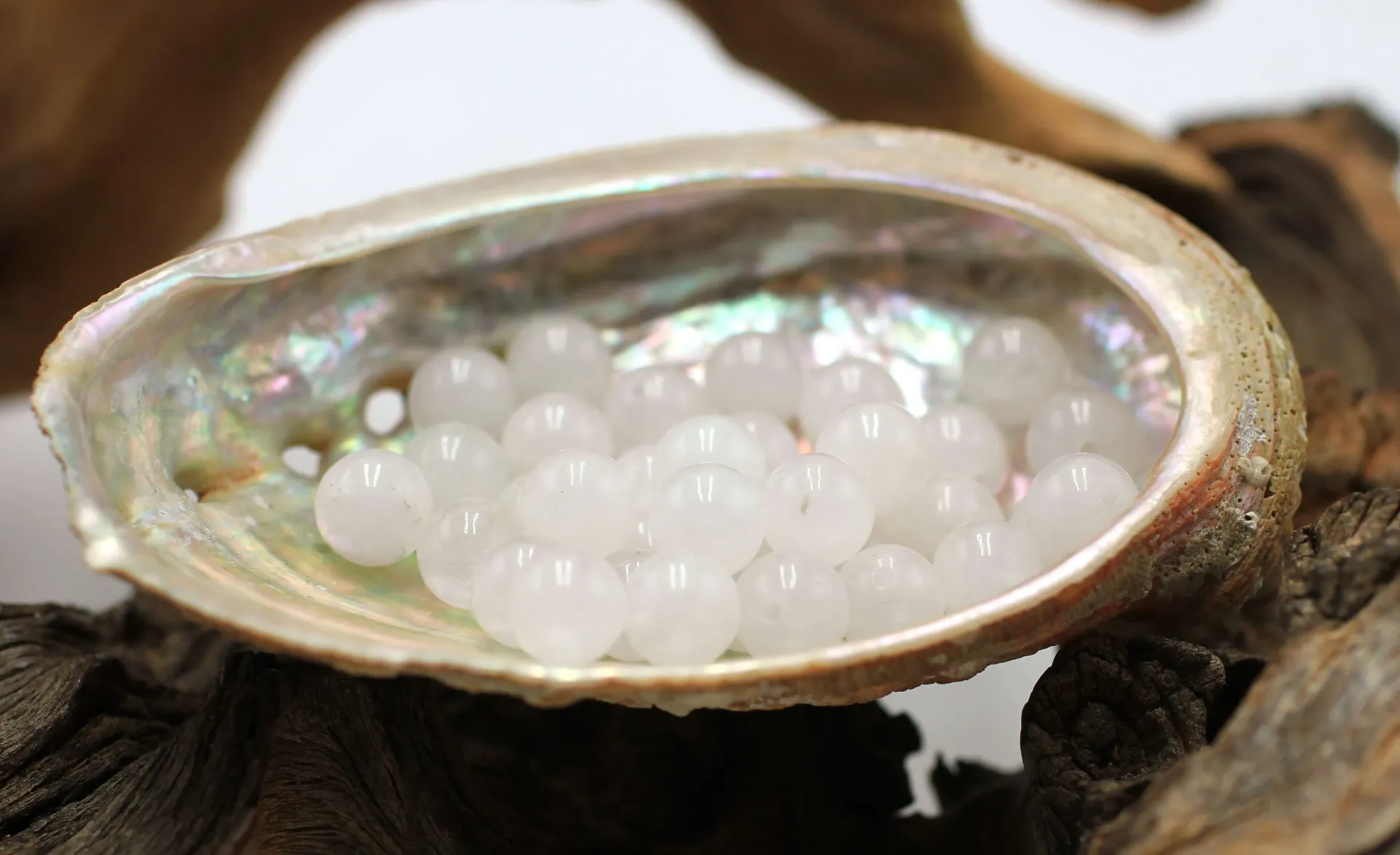 Perle 8mm en Jade blanc