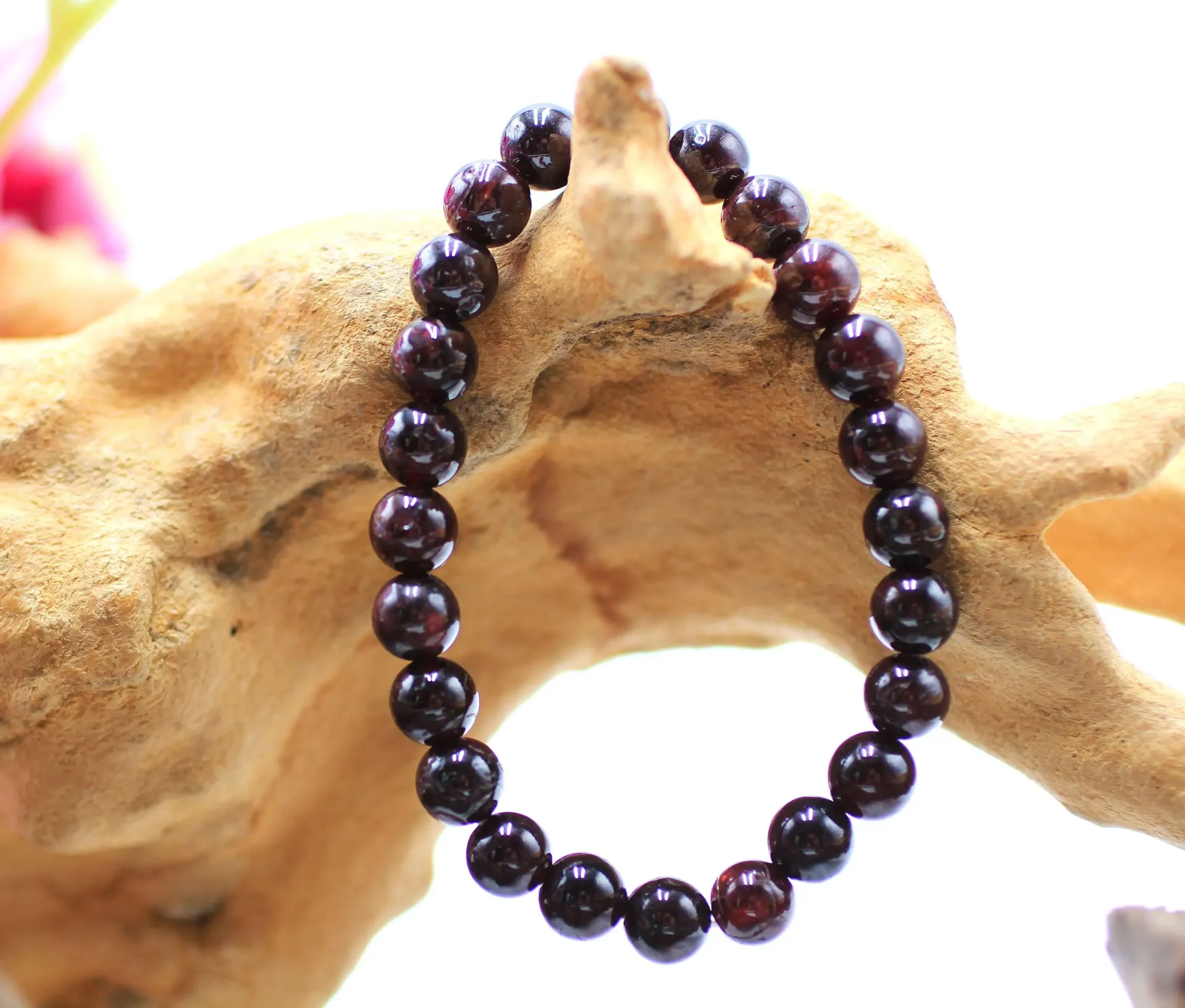 Bracelet en perles 8mm en Grenat almandin