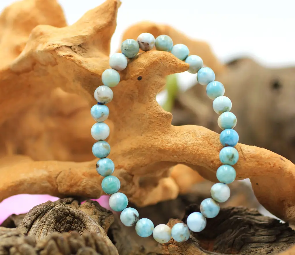Bracelet en perles 6mm en Larimar