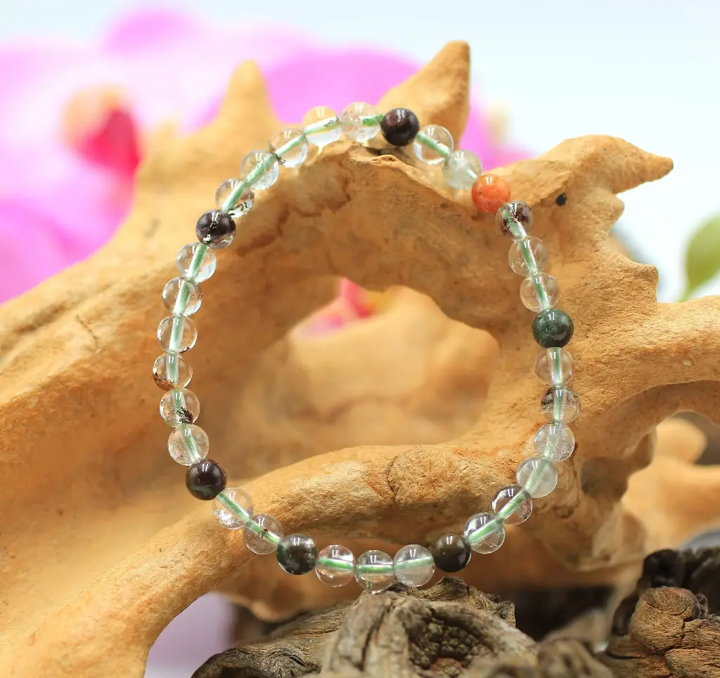 Bracelet en perles 6mm en Quartz chlorite