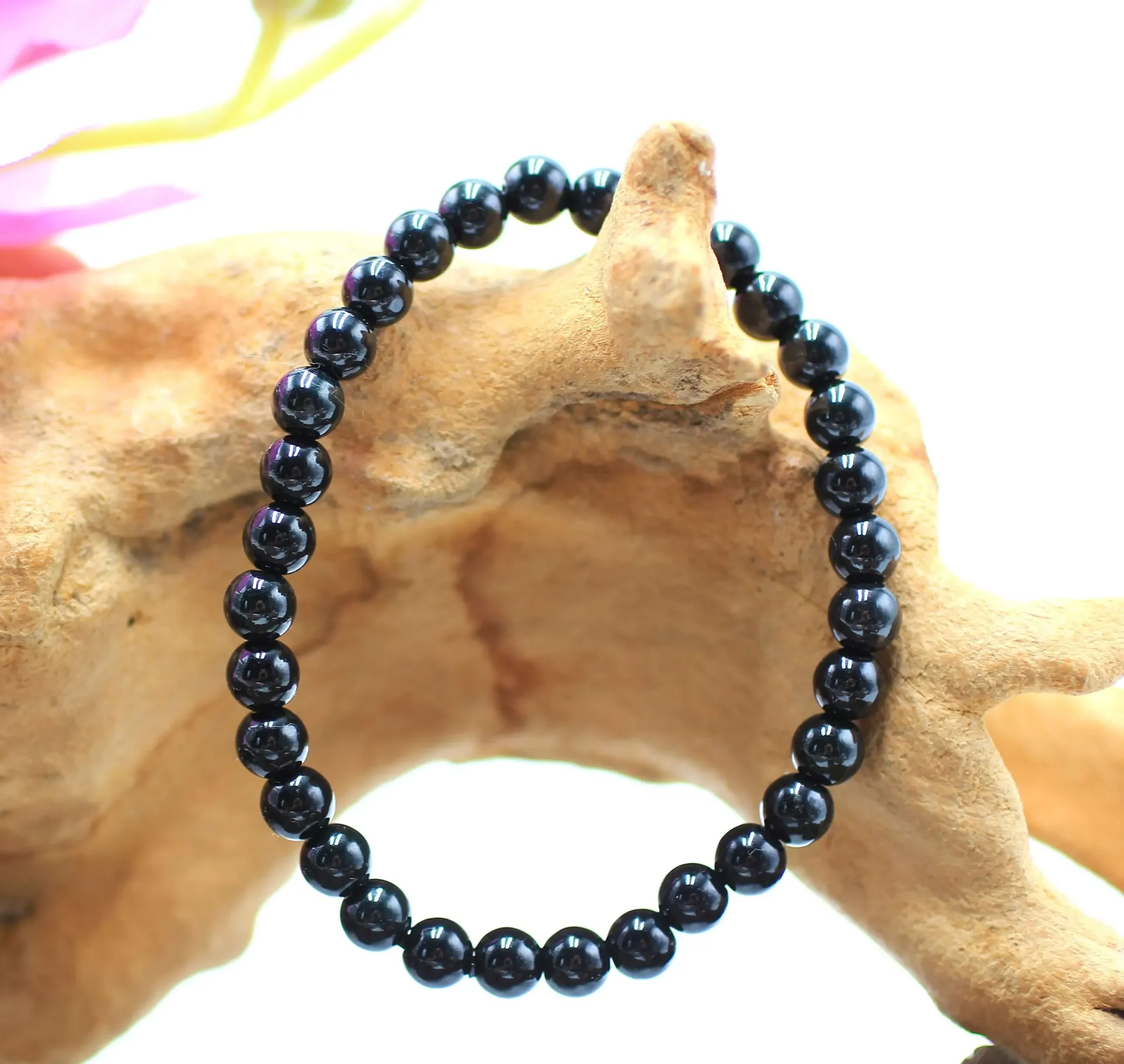 Bracelet en perles 6mm en Jade noir