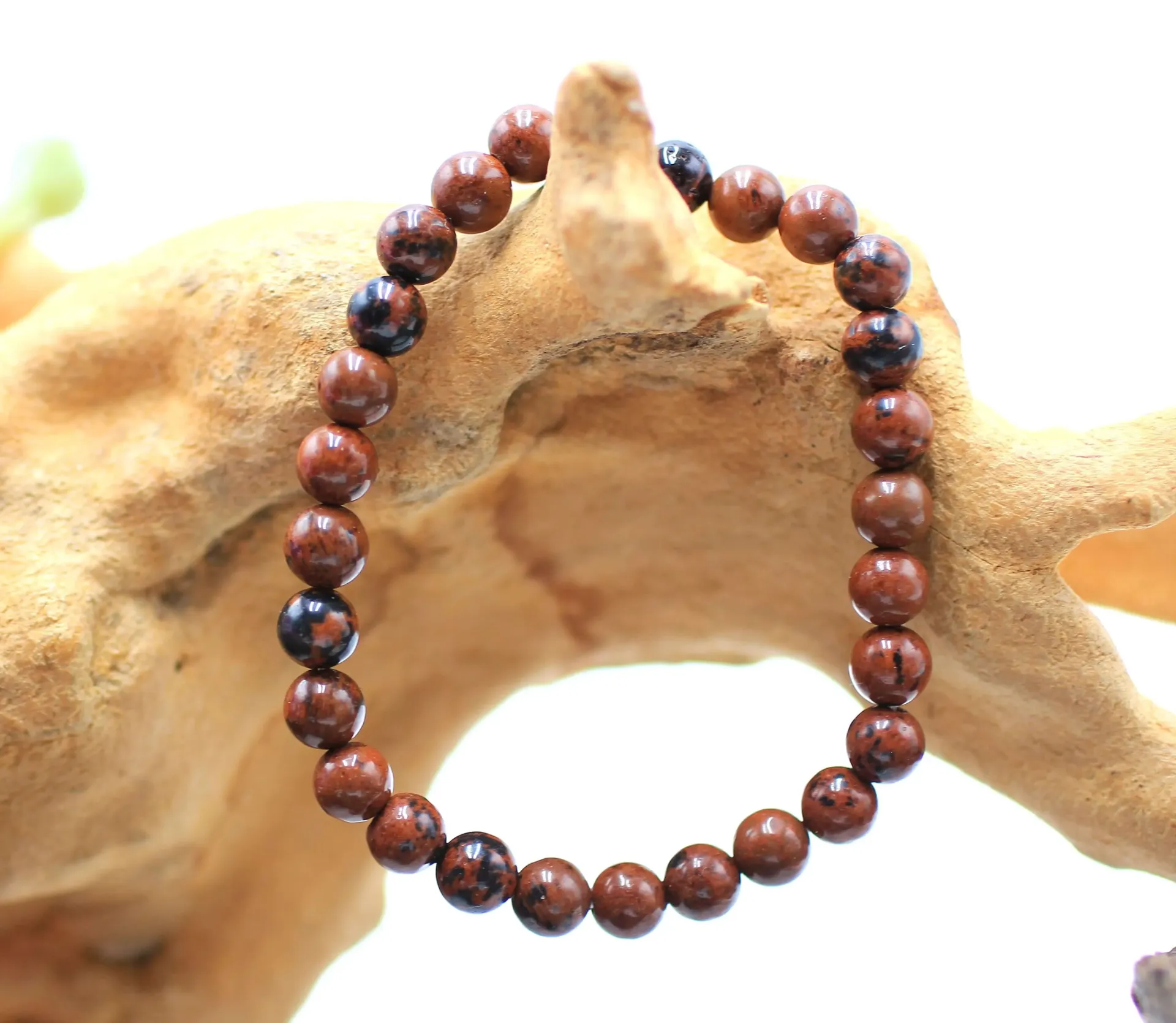 Bracelet en perles 6mm en Obsidienne acajou