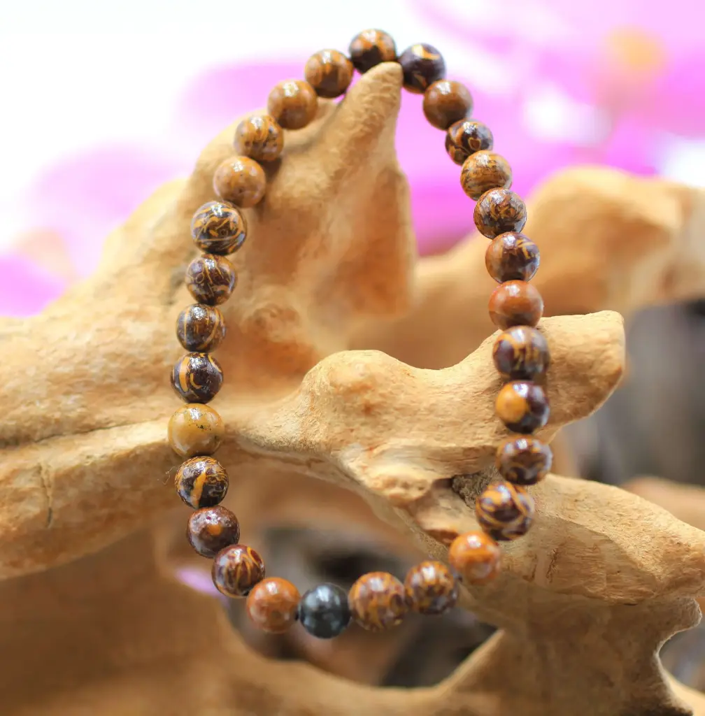 Bracelet en perles 6mm en Jaspe peau de serpent