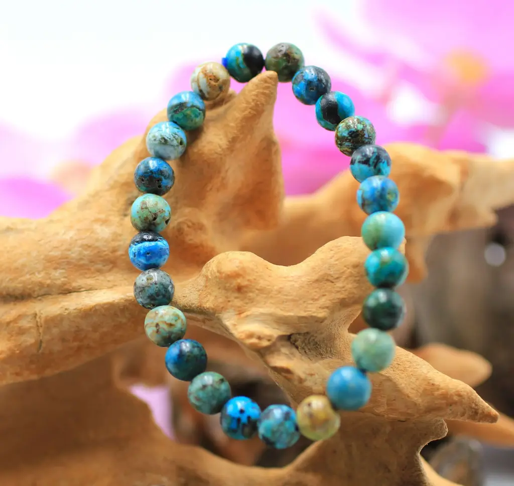 Bracelet en perles 8mm en Opale bleue