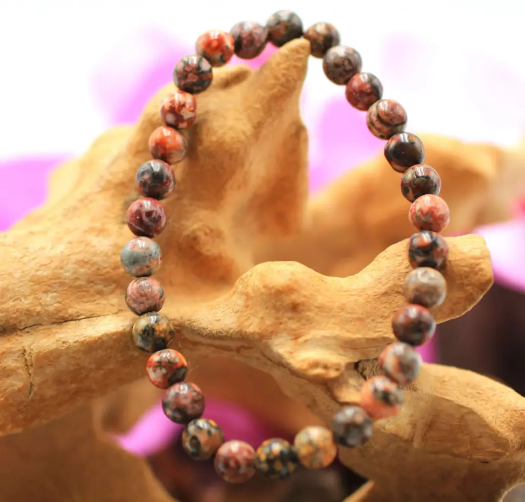 Bracelet en perles 6mm en Jaspe léopard