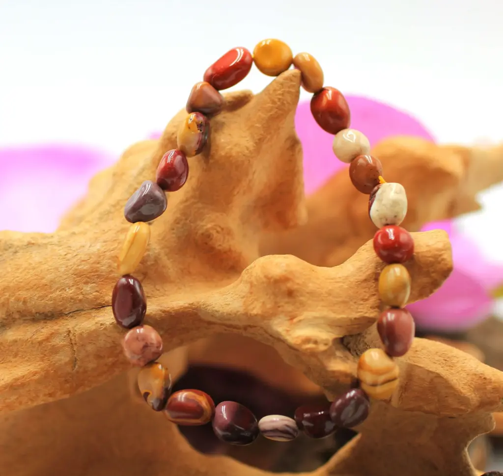 Bracelet en perles asymétriques en Jaspe mokaïte