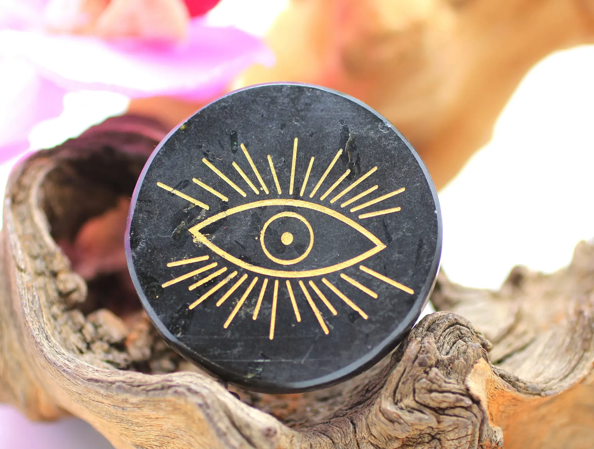 Disque Œil qui voit tout en Tourmaline noire
