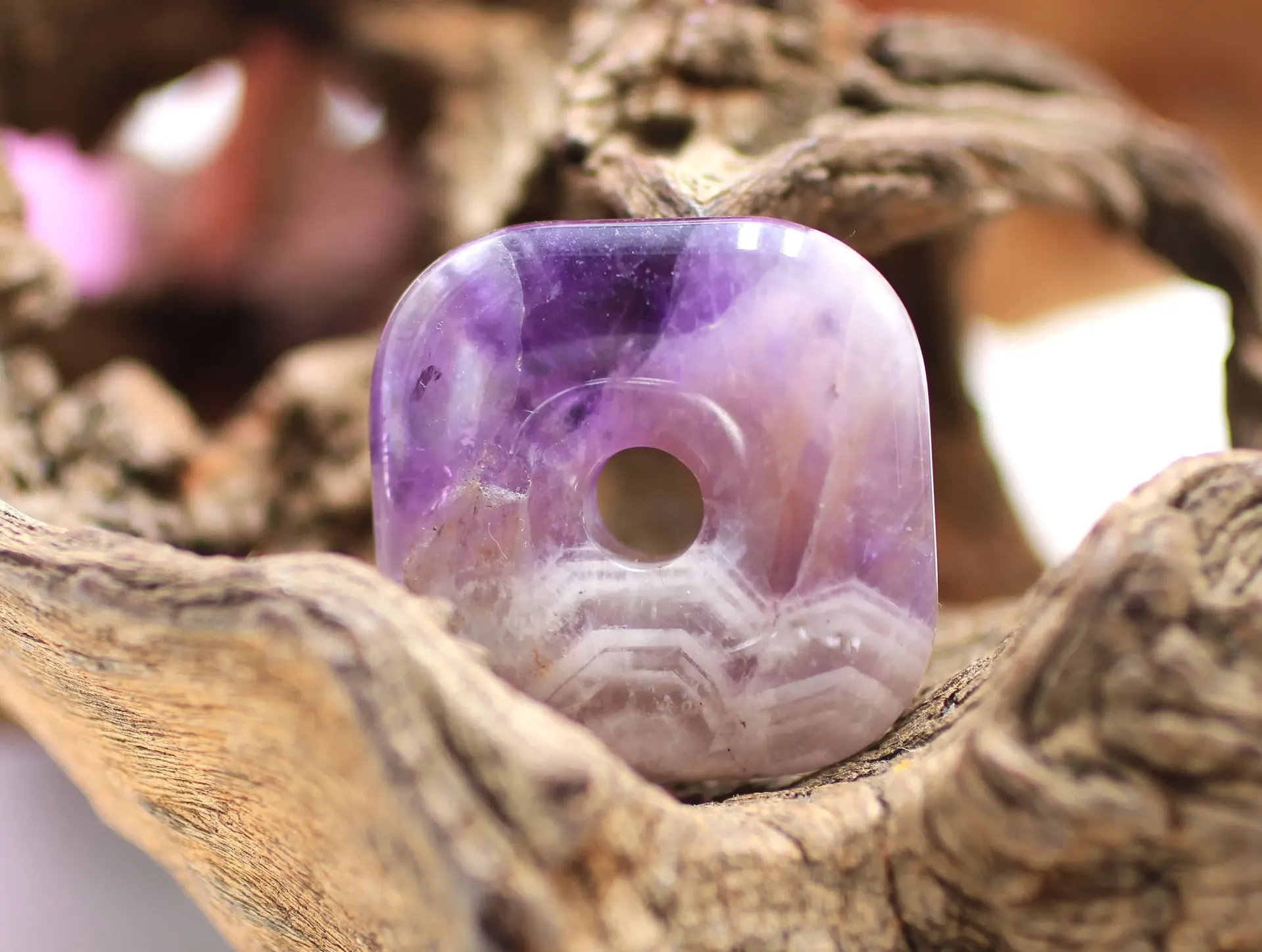 Pendentif donut carré en Améthyste