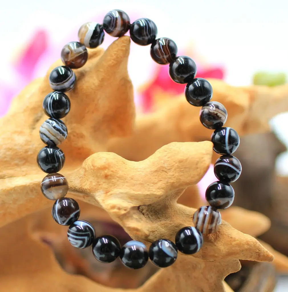 Bracelet en perles 8mm en Agate œil