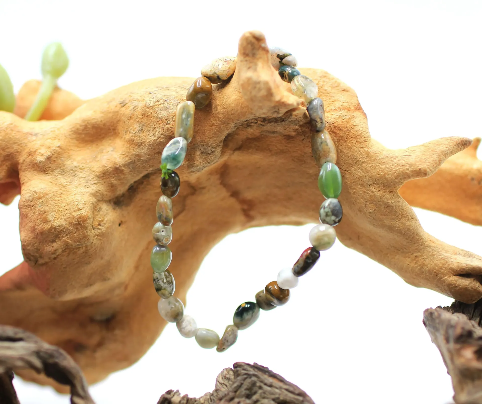 Bracelet en asymétriques en Jaspe océan