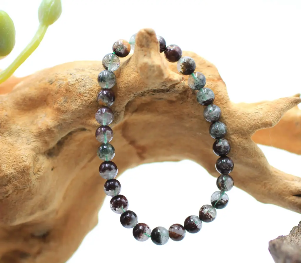 Bracelet en perles 6mm en Quartz lodolite garden