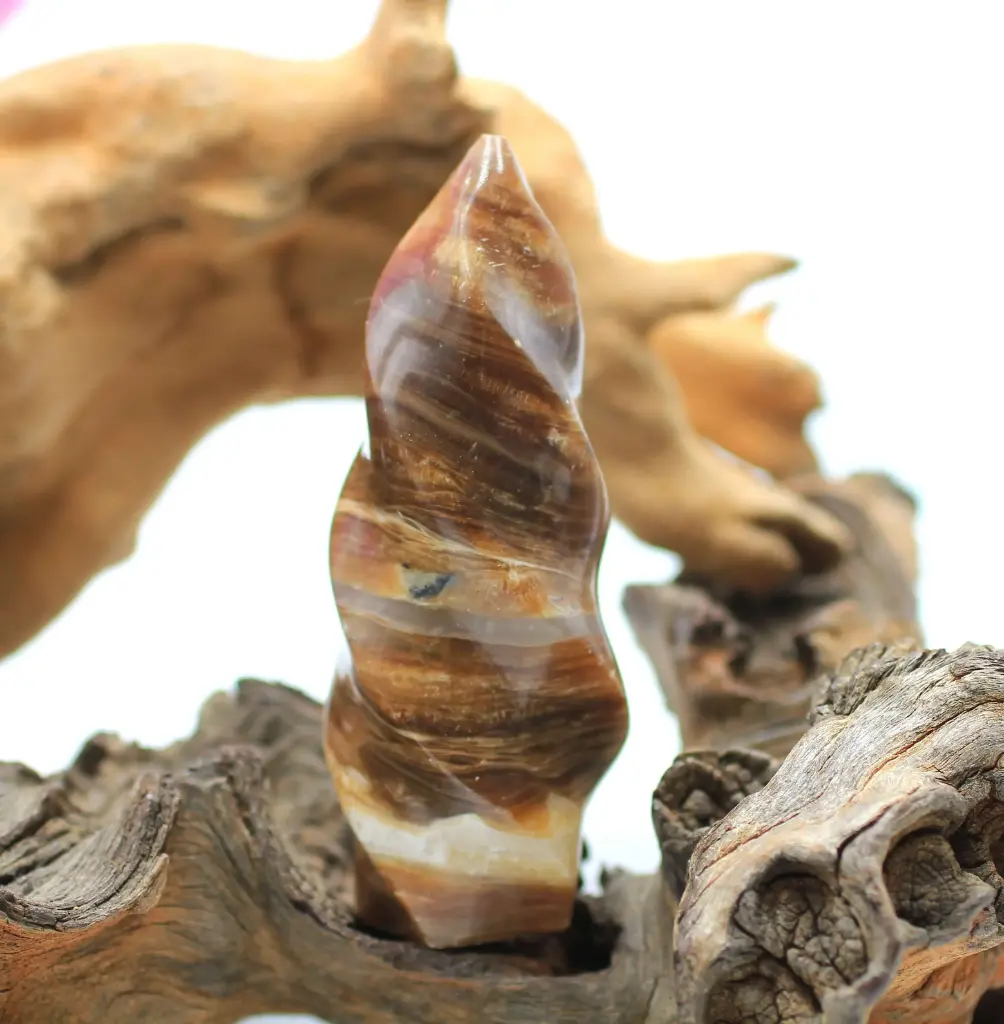 Rocher flamme en Calcite miel