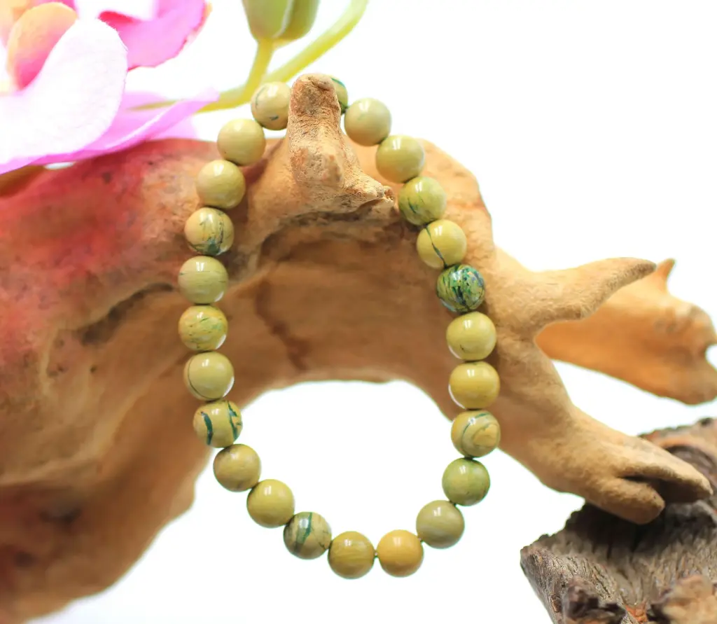 Bracelet en perles 8mm en Muscovite verte