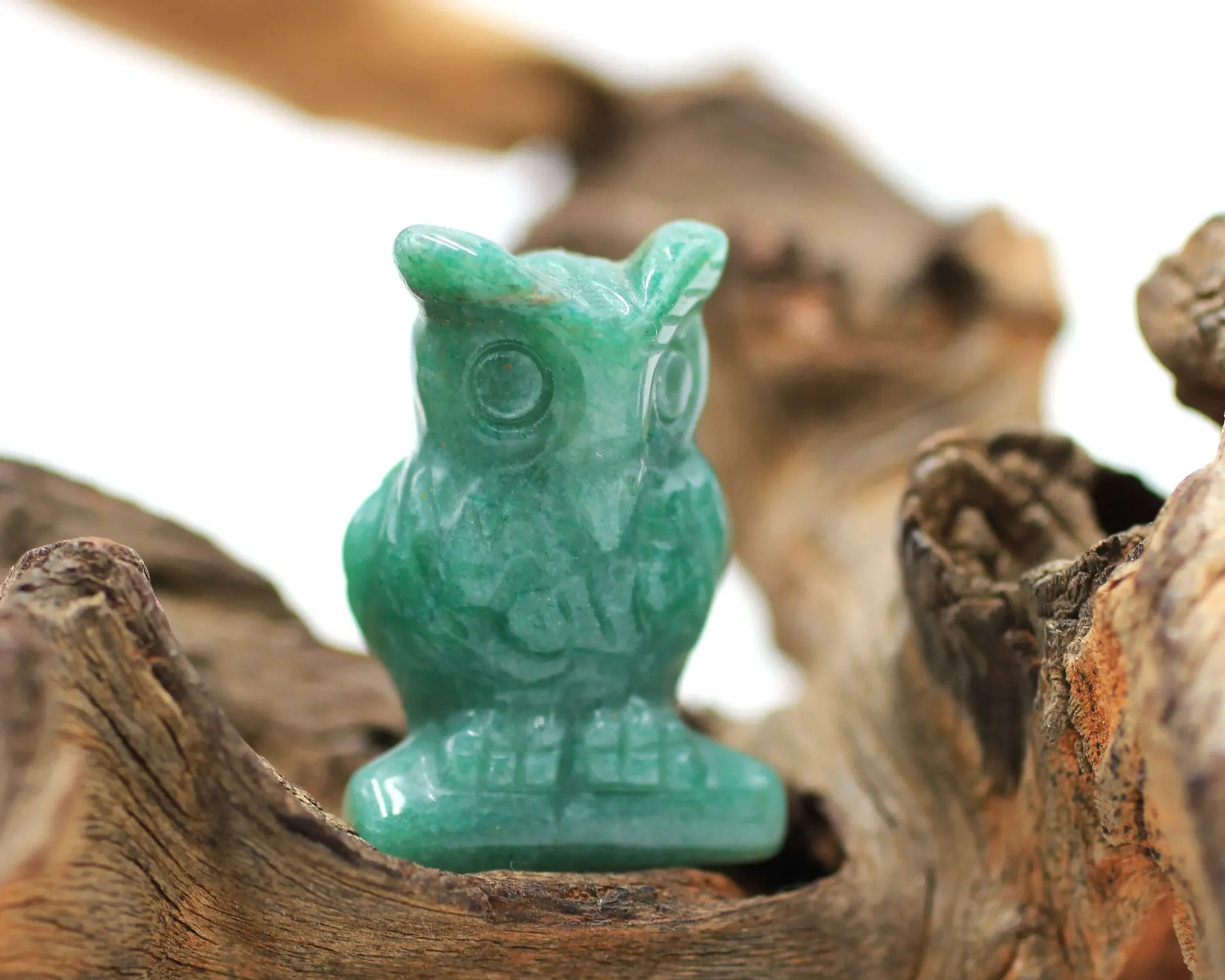 Chouette en Aventurine verte