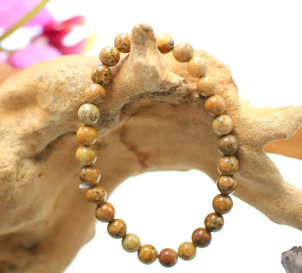 Bracelet en perles 6mm en Jaspe paysage