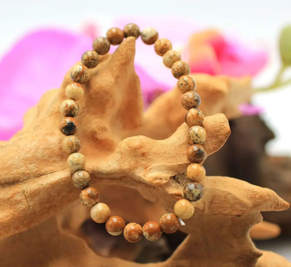 Bracelet en perles 6mm en Jaspe paysage