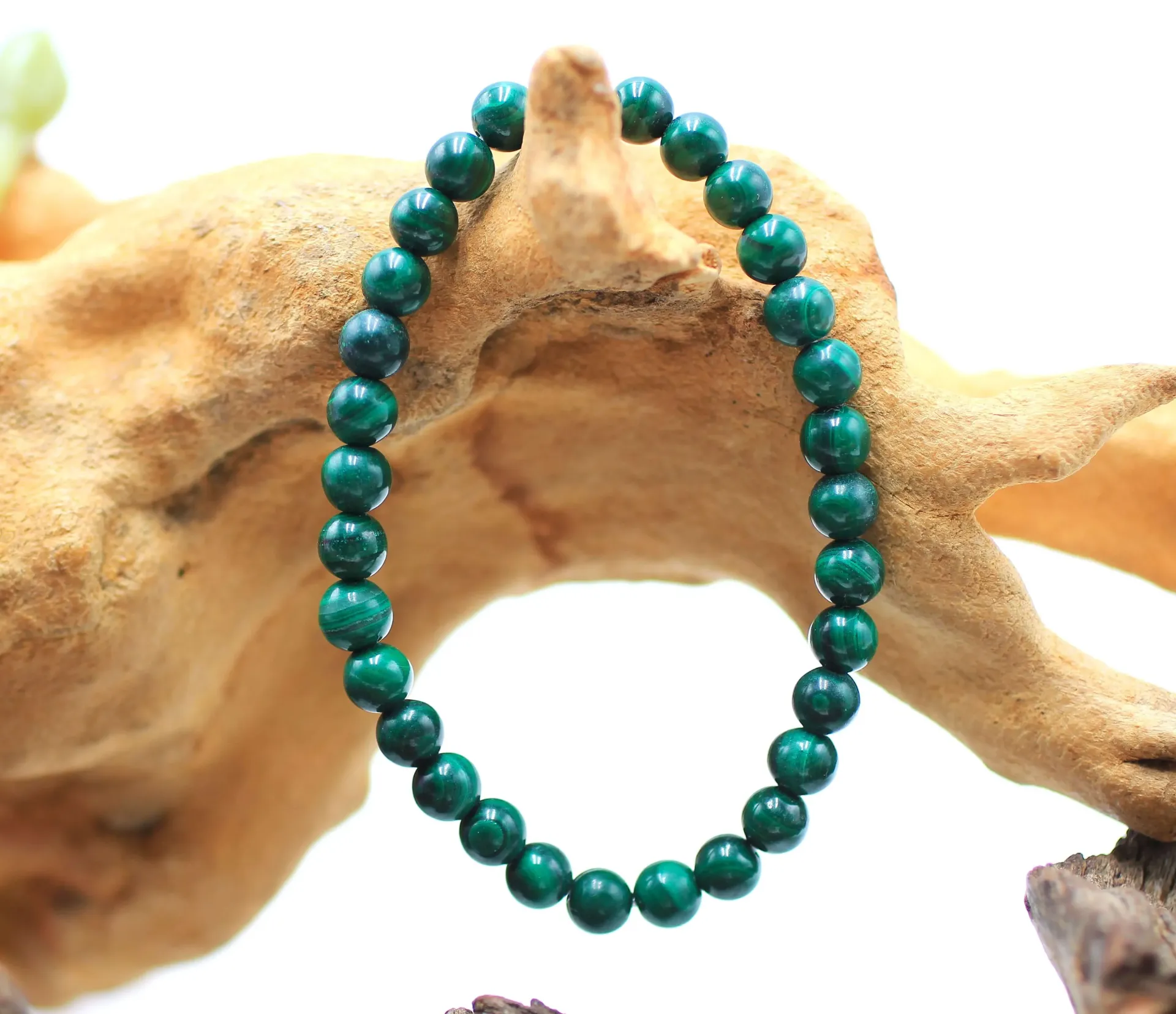 Bracelet en perles 6mm en Malachite foncée