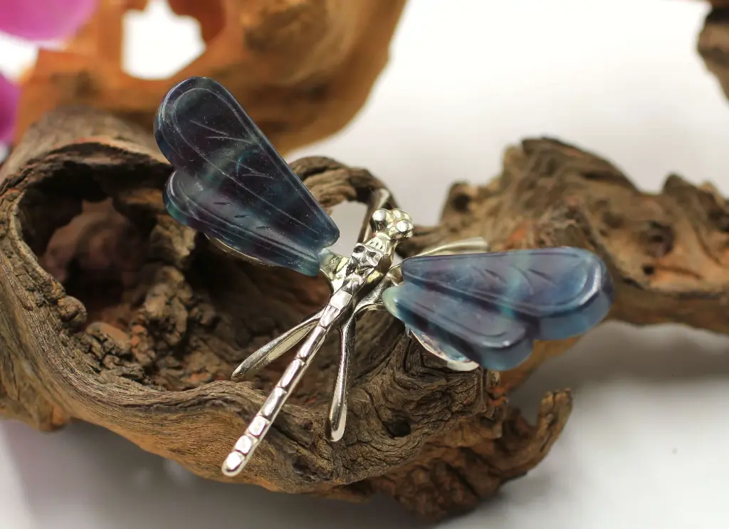 Libellule en Fluorite arc-en-ciel