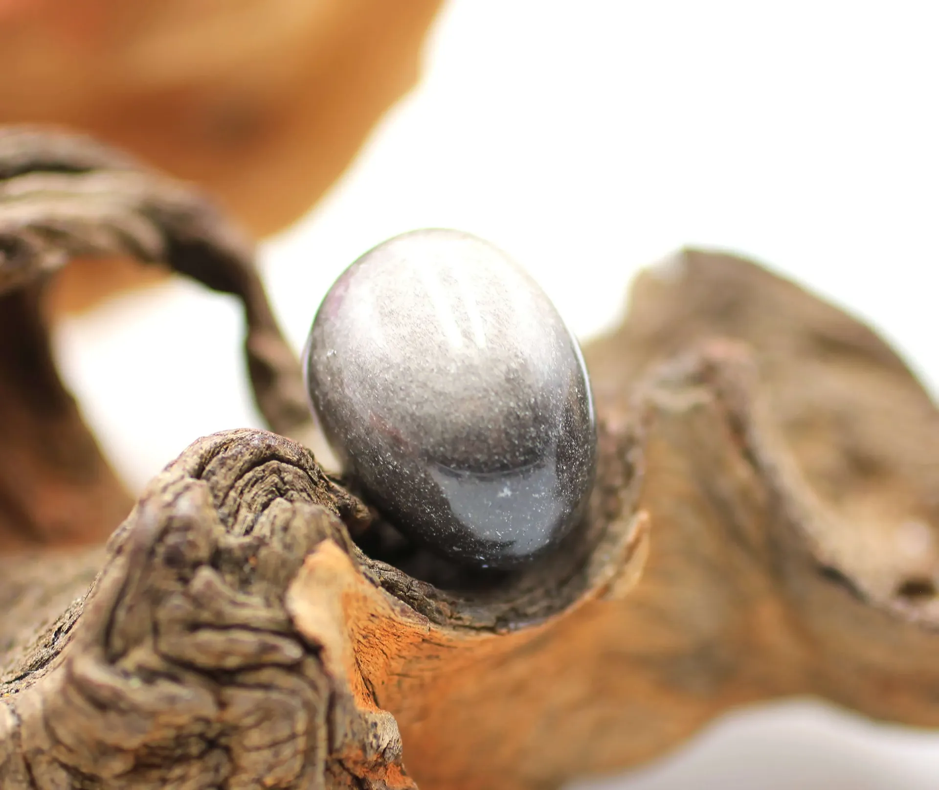 Obsidienne argentée roulée