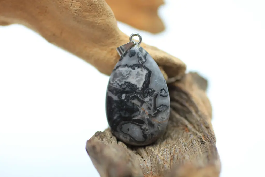 Pendentif goutte en Jaspe picasso