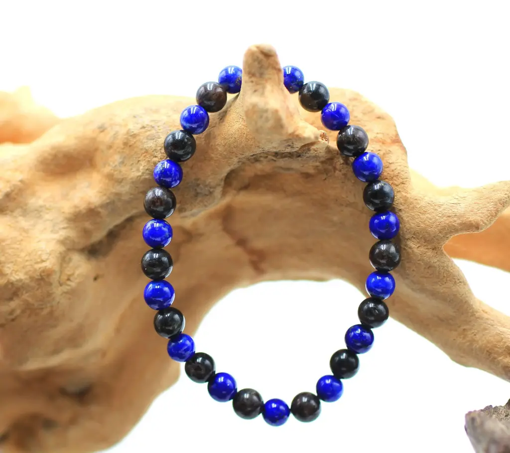 Bracelet en perles 6mm en Astrophyllite et Lapis-lazuli