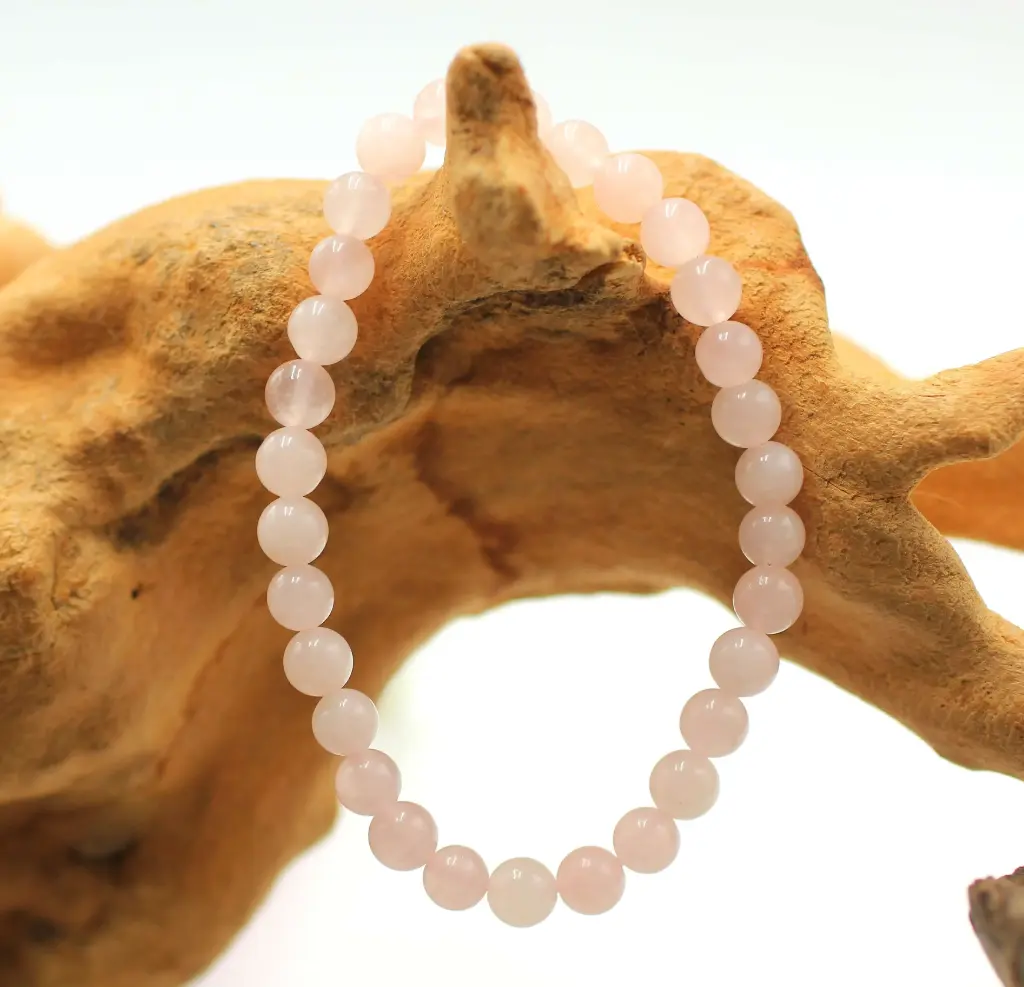 Bracelet en perles 6mm en Quartz rose