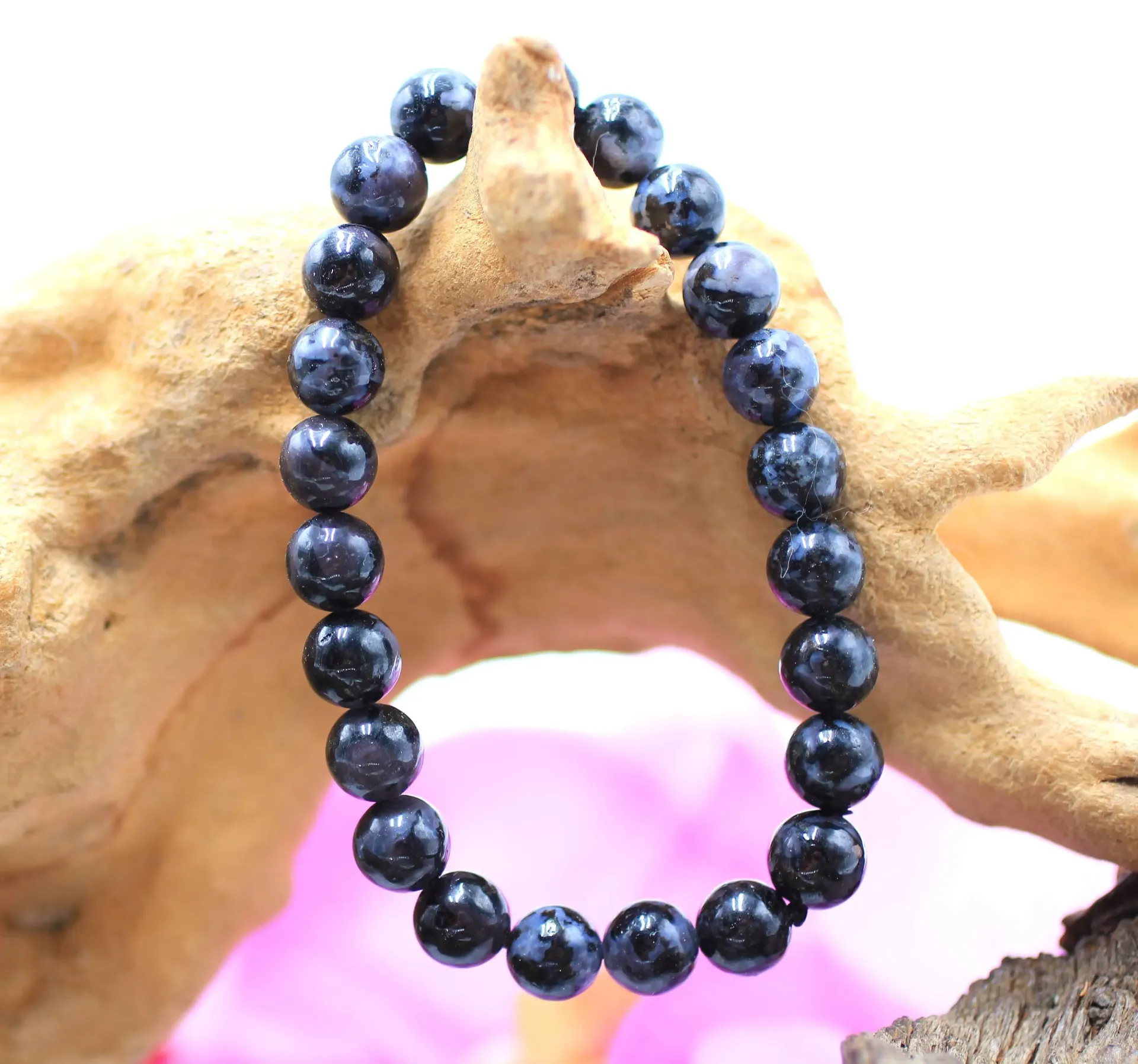 Bracelet en perles 8mm en Indigo gabbro