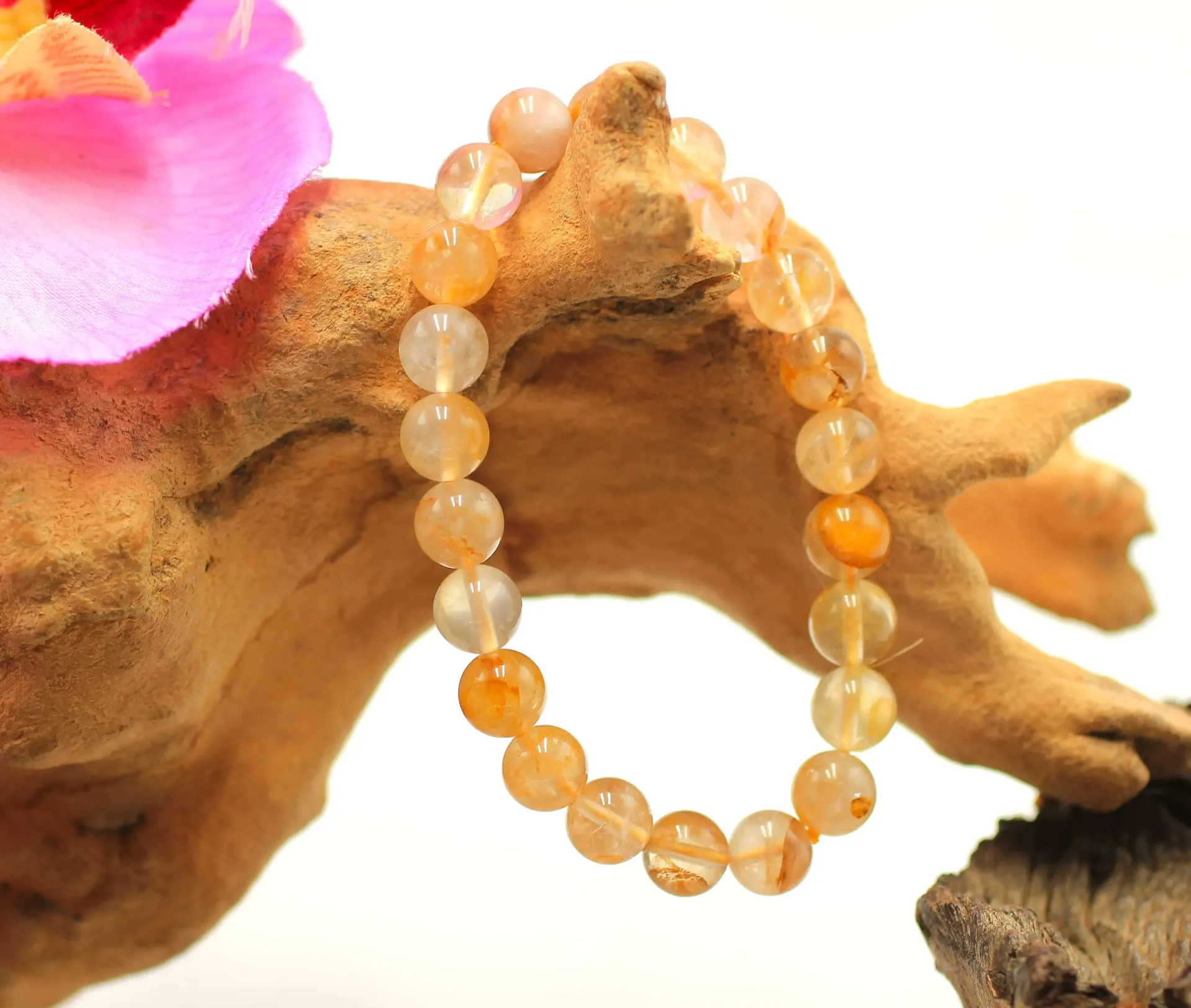 Bracelet en perles 8mm en Quartz Golden Healer