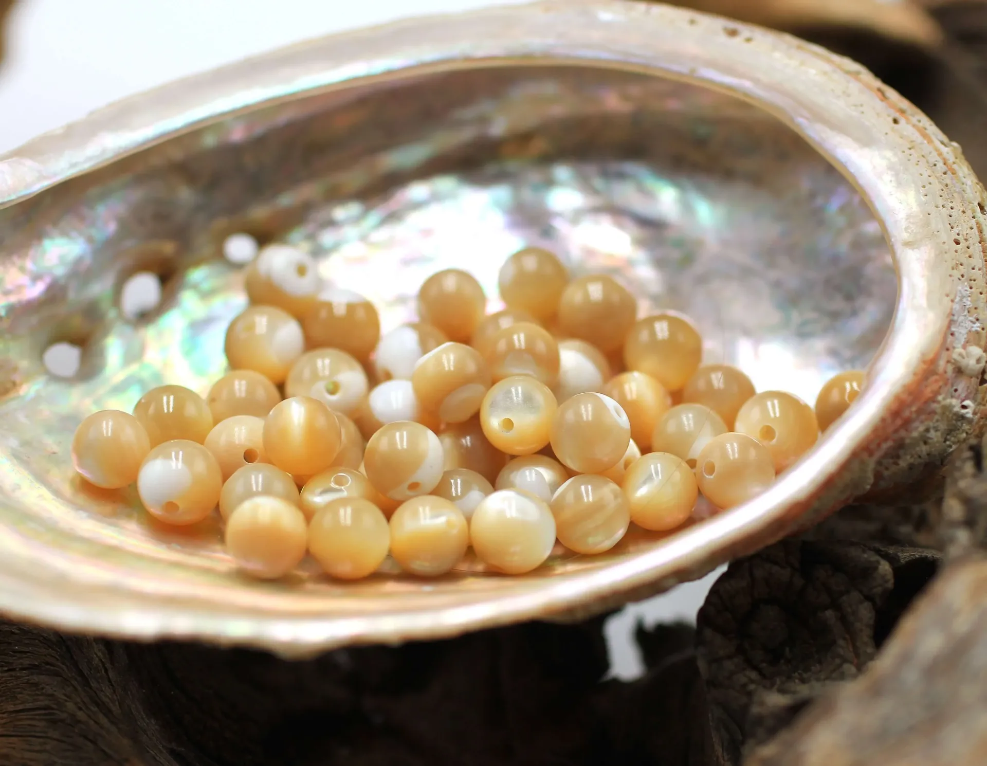 Perle 6mm en Nacre dorée