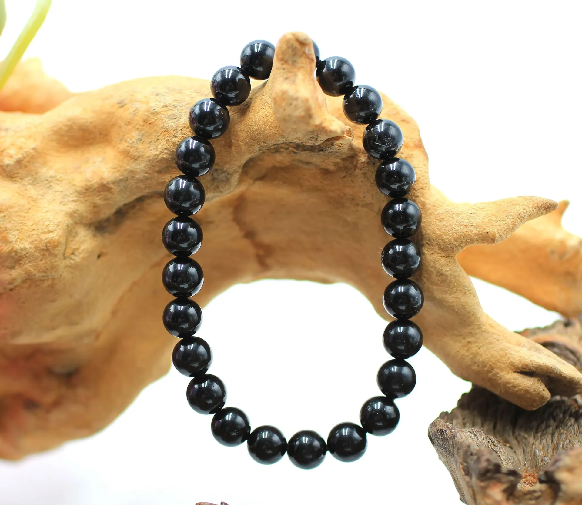 Bracelet en perles 8mm en Tourmaline noire