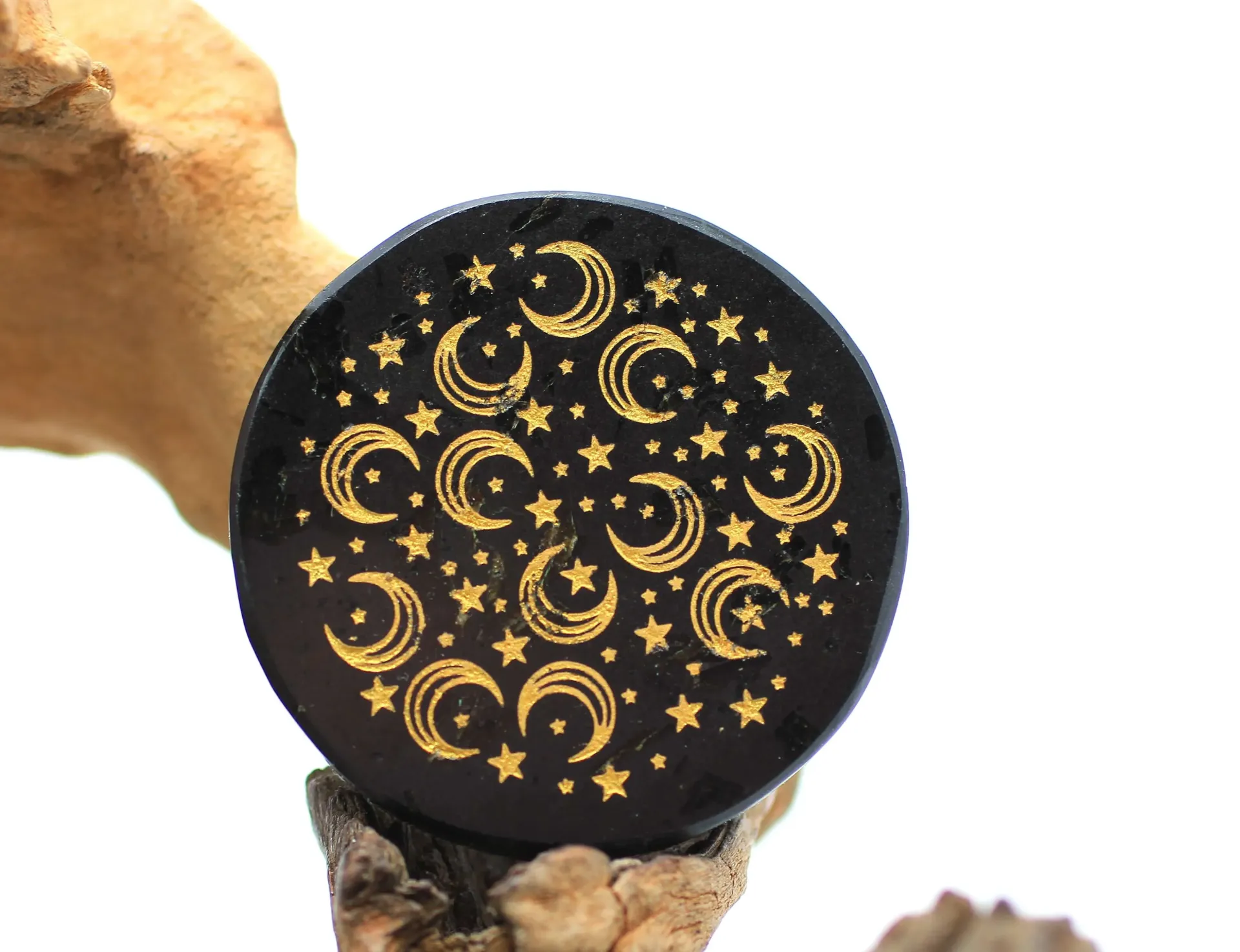 Disque 'Etoile et lune' en Tourmaline noire
