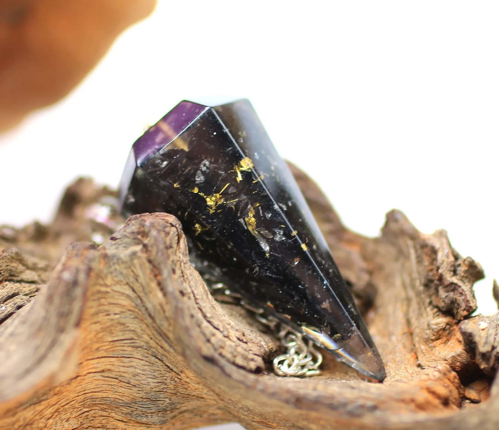Pendule en Orgonite et en Tourmaline noire