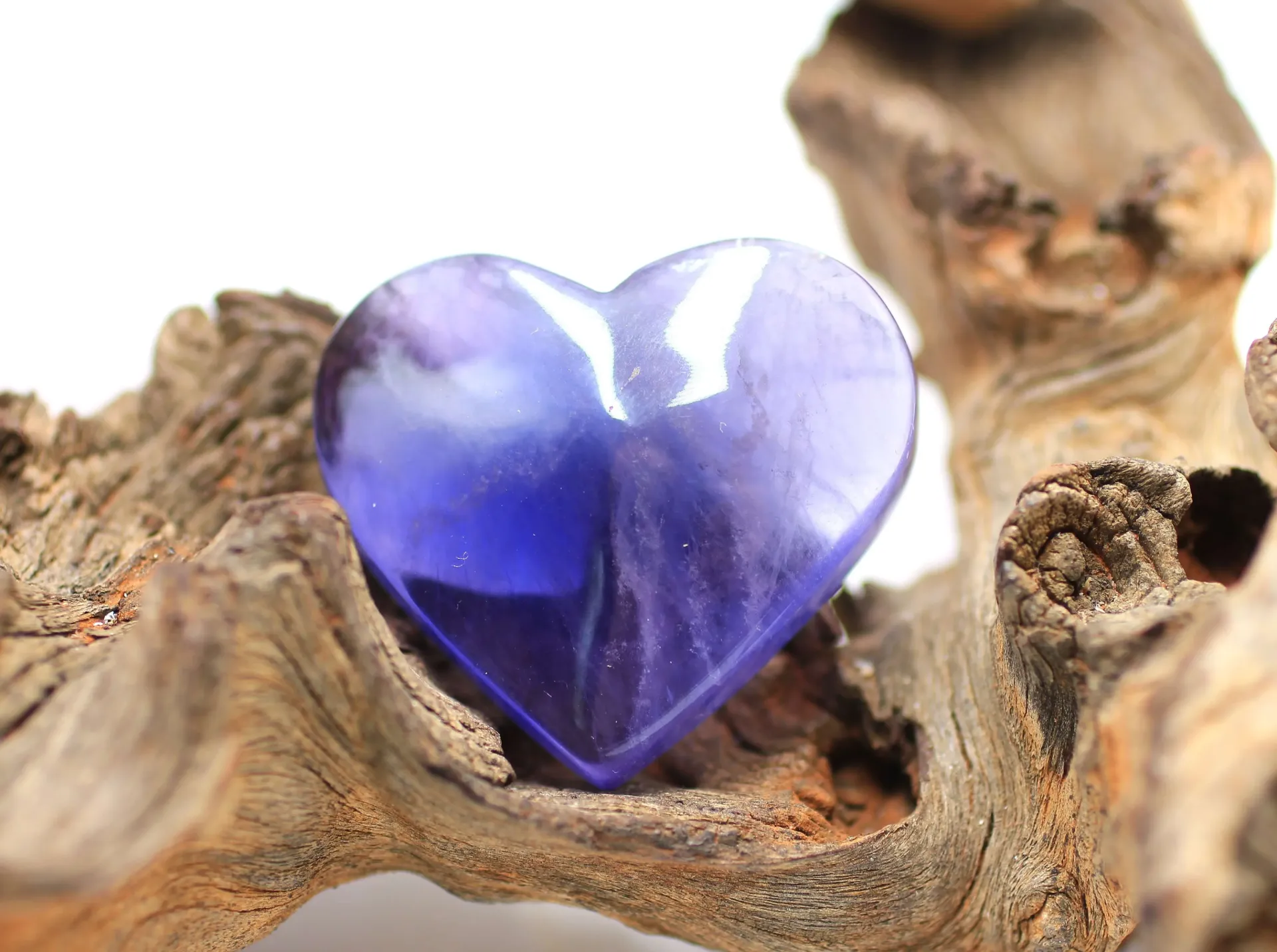 Cœur en Fluorite bleue (et violette)
