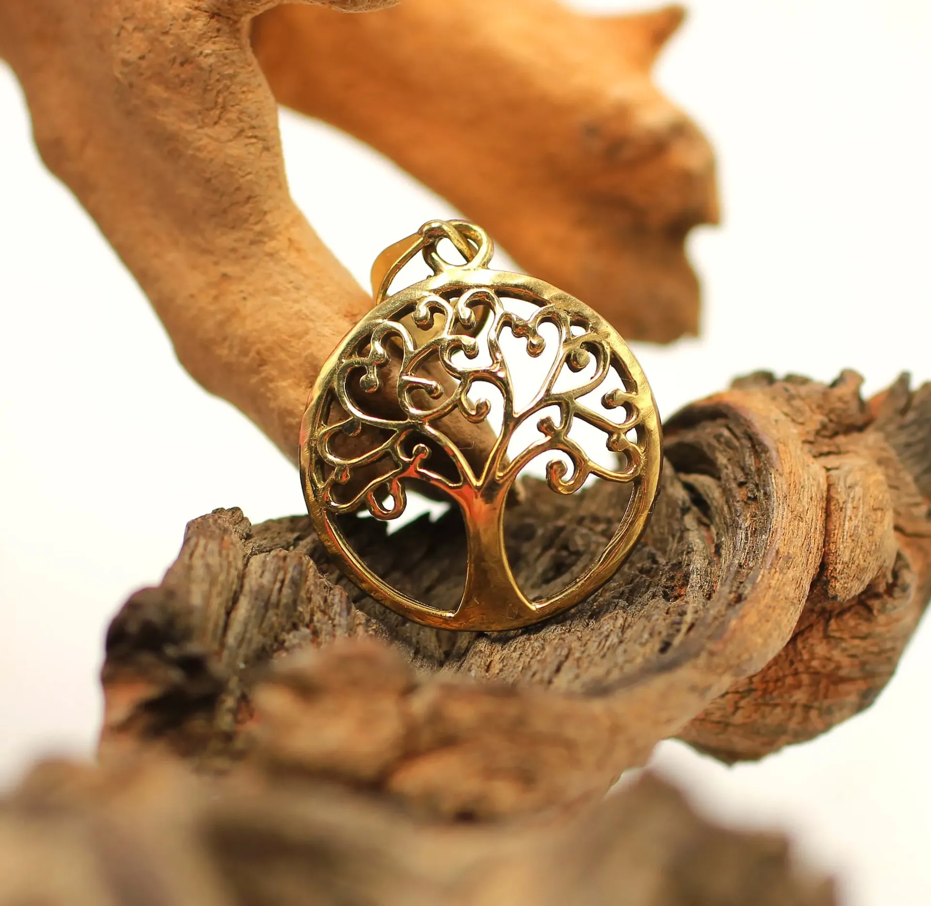 Pendentif Arbre de vie en Laiton doré