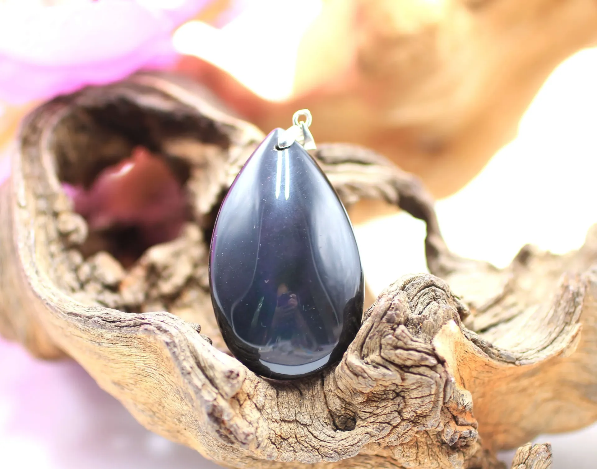 Pendentif goutte en Obsidienne Œil céleste